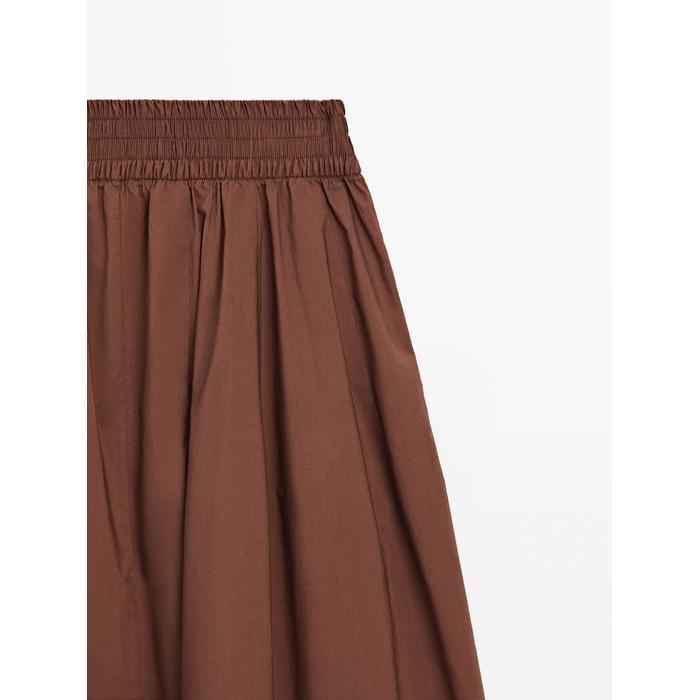 Midi flared skirt with ribbon detail цвет: Шоколадный
