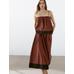 Midi flared skirt with ribbon detail цвет: Шоколадный