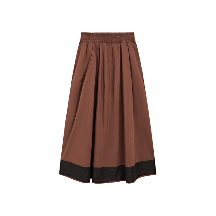 Midi flared skirt with ribbon detail цвет: Шоколадный