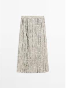 Fluid midi skirt with striped detail цвет: Дымчатый