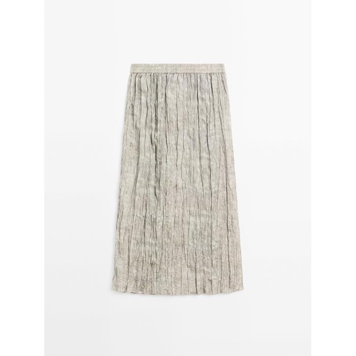 Fluid midi skirt with striped detail цвет: Дымчатый