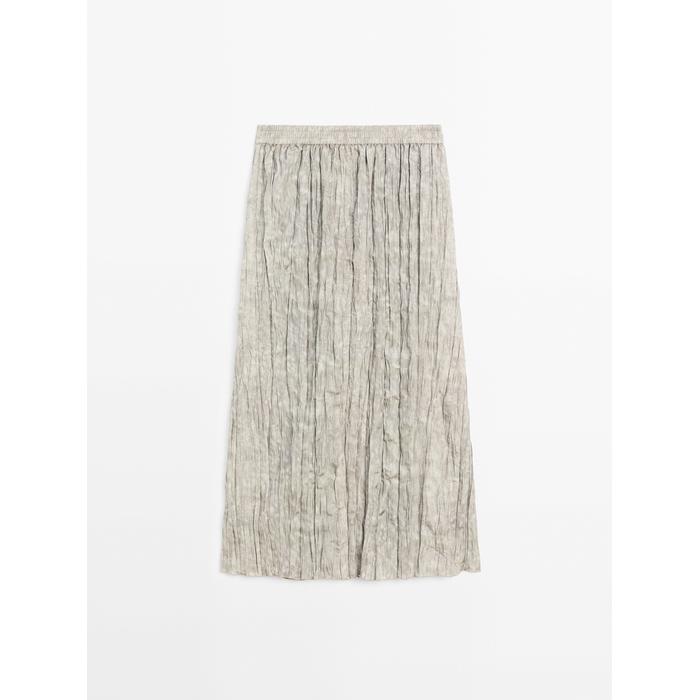 Fluid midi skirt with striped detail цвет: Дымчатый