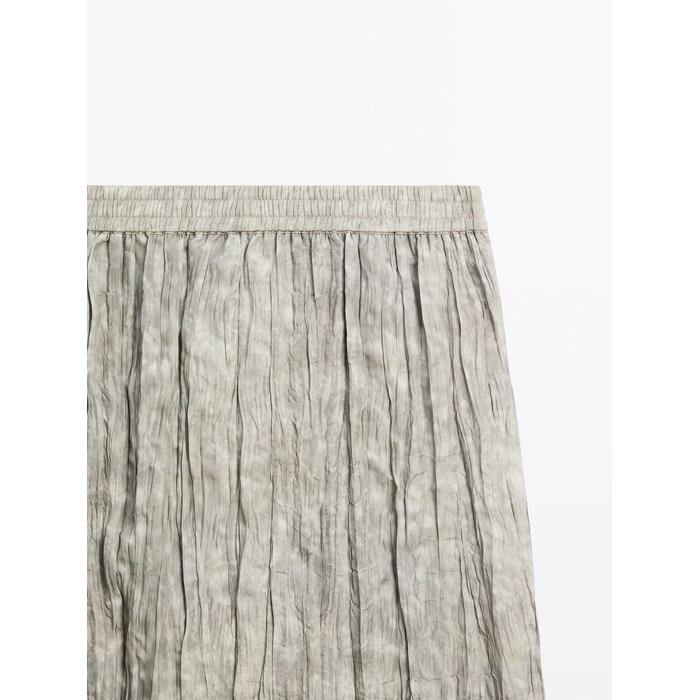 Fluid midi skirt with striped detail цвет: Дымчатый