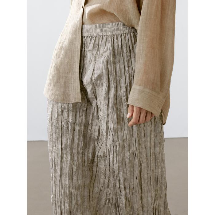 Fluid midi skirt with striped detail цвет: Дымчатый