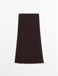 Stretch pleated midi skirt цвет: Гранатовый