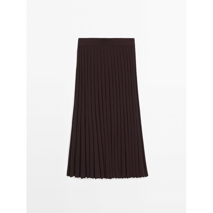 Stretch pleated midi skirt цвет: Гранатовый