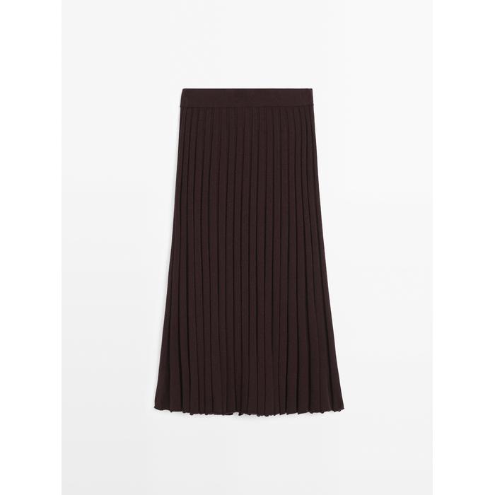 Stretch pleated midi skirt цвет: Гранатовый