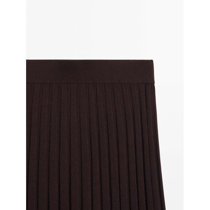 Stretch pleated midi skirt цвет: Гранатовый