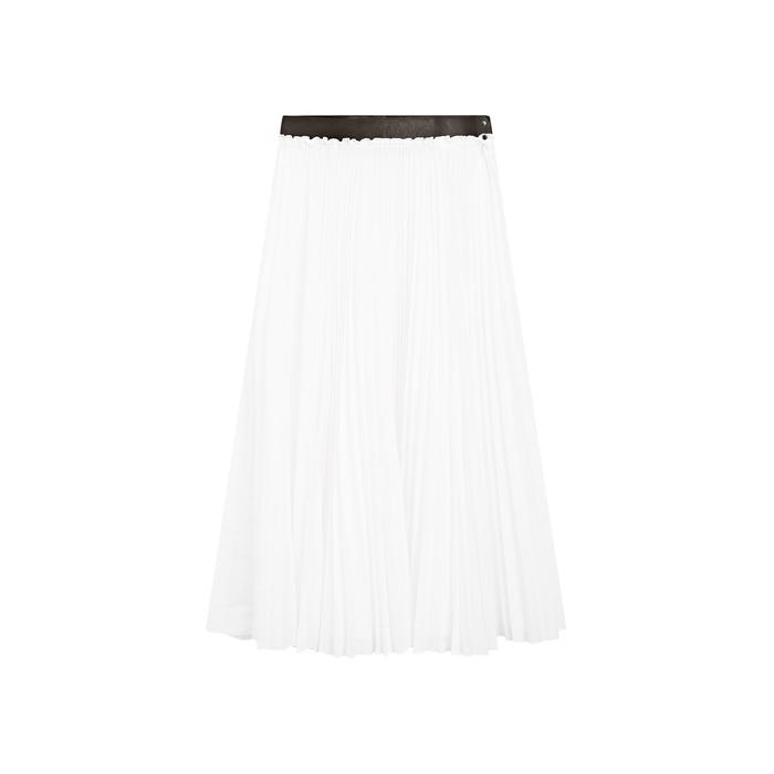 Pleated skirt with leather detail цвет: Белый