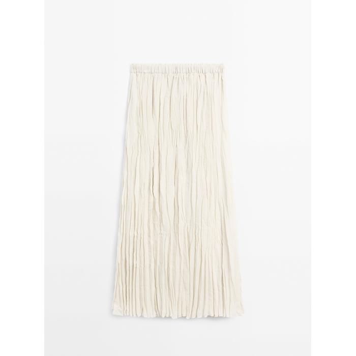 Pleated midi skirt with pleats цвет: Бежевый