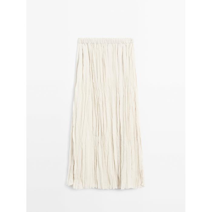Pleated midi skirt with pleats цвет: Бежевый