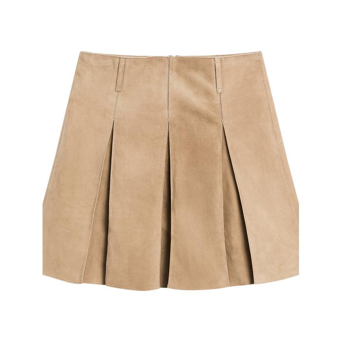 Suede leather pleated skirt цвет: Дымчатый