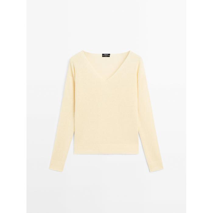 Long sleeve knitted jumper 100% linen цвет: Желтый