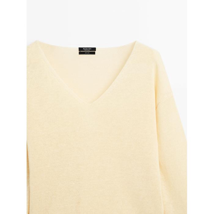 Long sleeve knitted jumper 100% linen цвет: Желтый