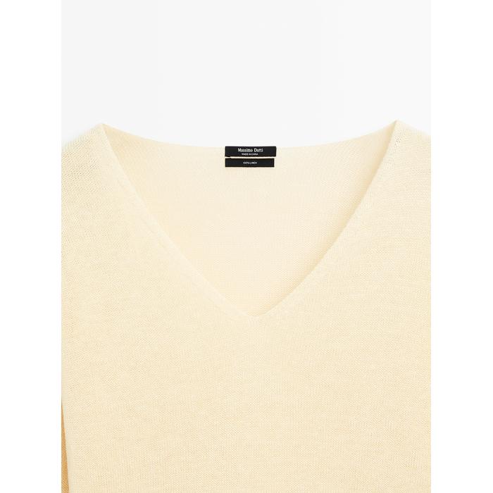 Long sleeve knitted jumper 100% linen цвет: Желтый