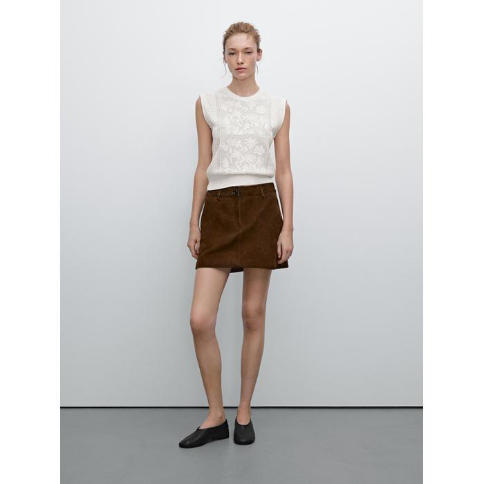 Sleeveless top with lace detail цвет: Натуральный, кремовый