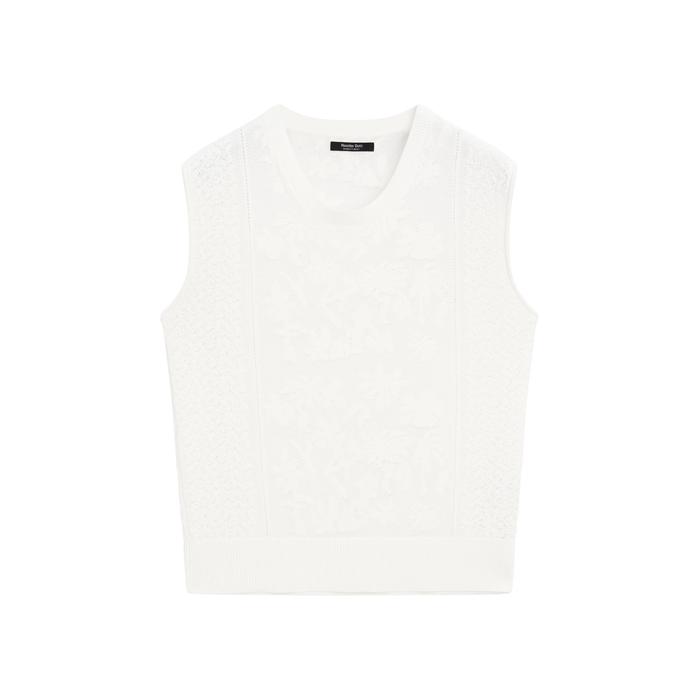 Sleeveless top with lace detail цвет: Натуральный, кремовый