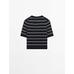 Short sleeve striped cotton sweater цвет: Темно-синий