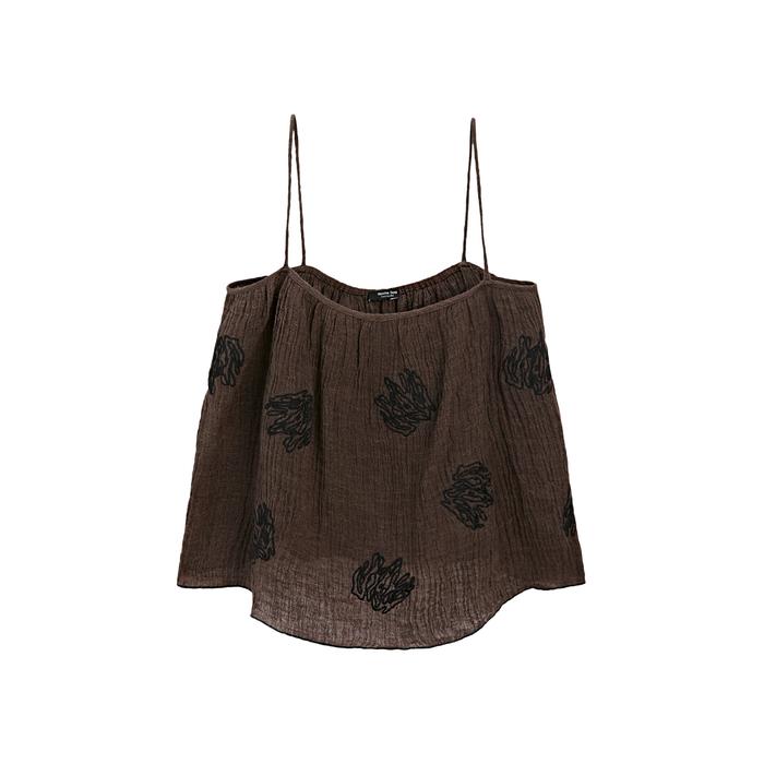 Fluid textured top with embroidered detail цвет: Шоколадный
