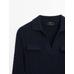 Cotton polo neck braided knitted sweater цвет: Темно-синий