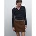 Cotton polo neck braided knitted sweater цвет: Темно-синий