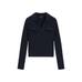 Cotton polo neck braided knitted sweater цвет: Темно-синий