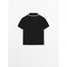 Short sleeve rib contrast knitted sweater цвет: Черный
