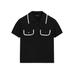 Short sleeve rib contrast knitted sweater цвет: Черный