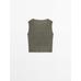 Corset-style knit top with linen цвет: Зеленоватый