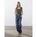 Corset-style knit top with linen цвет: Зеленоватый