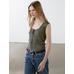 Corset-style knit top with linen цвет: Зеленоватый