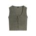 Corset-style knit top with linen цвет: Зеленоватый