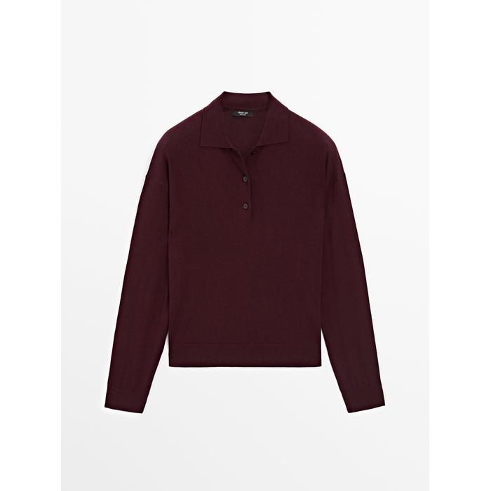 Cotton blend polo knit jumper цвет: Гранатовый