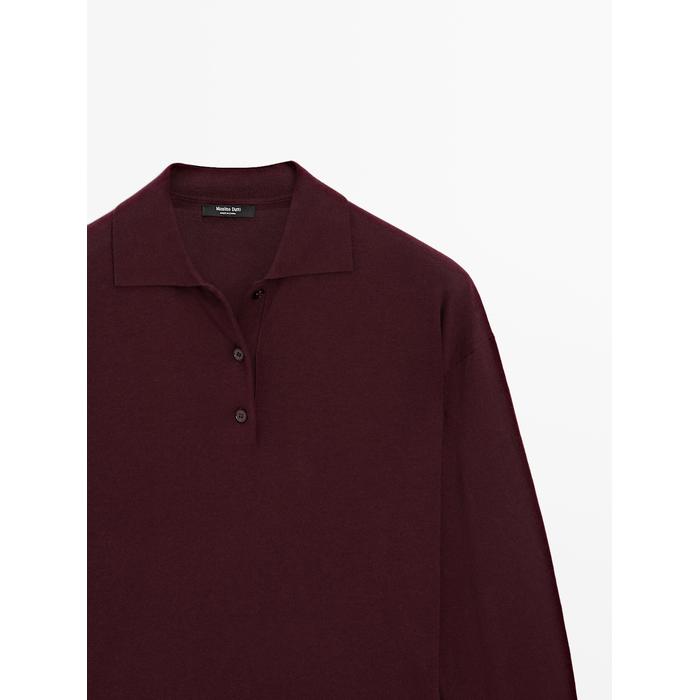 Cotton blend polo knit jumper цвет: Гранатовый