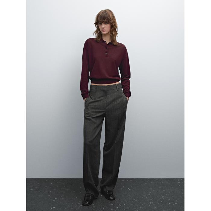 Cotton blend polo knit jumper цвет: Гранатовый