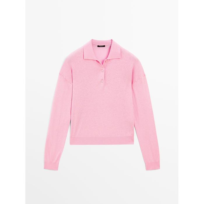 Cotton blend polo knit jumper цвет: Розовый средний
