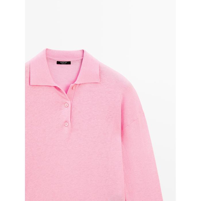 Cotton blend polo knit jumper цвет: Розовый средний