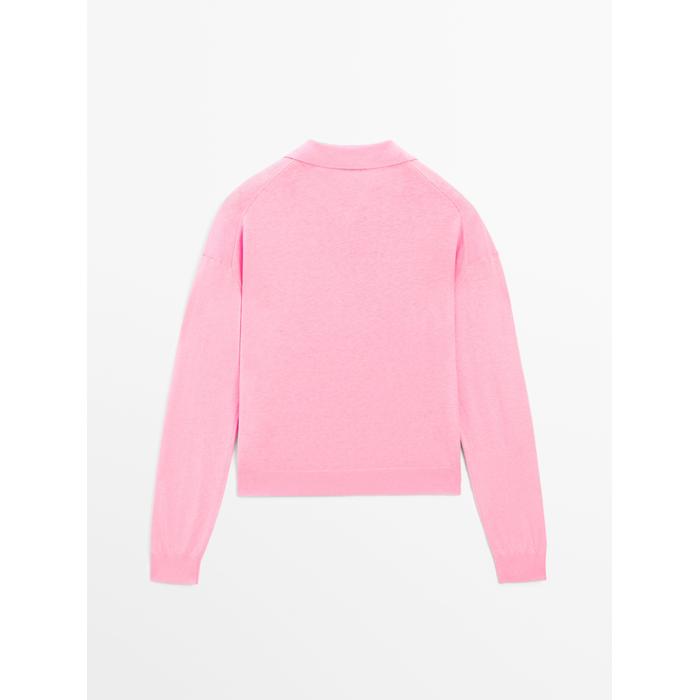 Cotton blend polo knit jumper цвет: Розовый средний