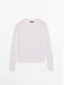 Knitted sweater round neck cotton blend цвет: Оптический белый
