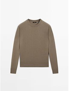 Knitted sweater round neck cotton blend цвет: Кротово-коричневый