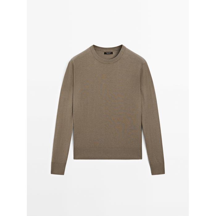 Knitted sweater round neck cotton blend цвет: Кротово-коричневый