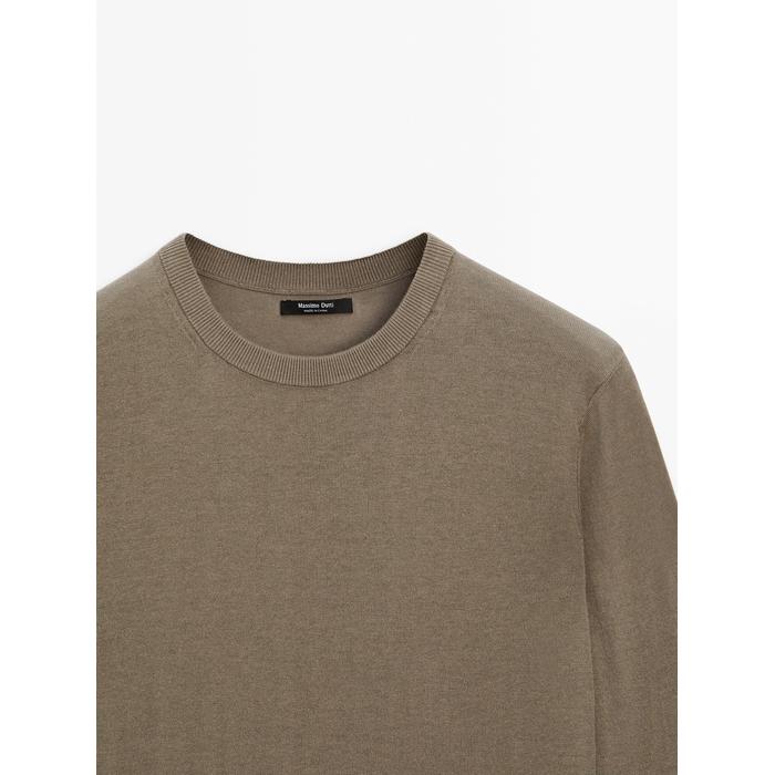 Knitted sweater round neck cotton blend цвет: Кротово-коричневый