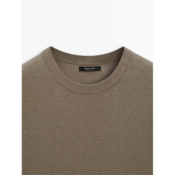 Knitted sweater round neck cotton blend цвет: Кротово-коричневый