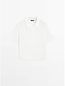 Openwork polo knit linen blend jumper цвет: Оптический белый