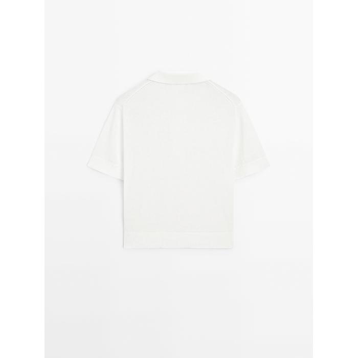 Openwork polo knit linen blend jumper цвет: Оптический белый