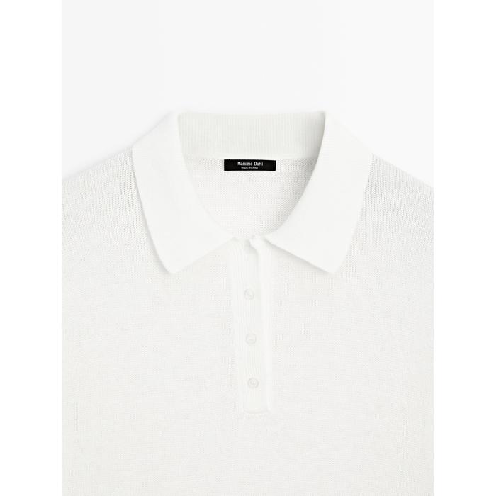 Openwork polo knit linen blend jumper цвет: Оптический белый