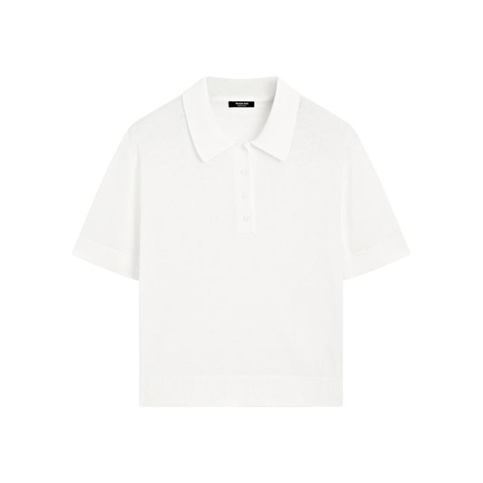 Openwork polo knit linen blend jumper цвет: Оптический белый