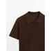 Openwork polo knit linen blend jumper цвет: Коричневый