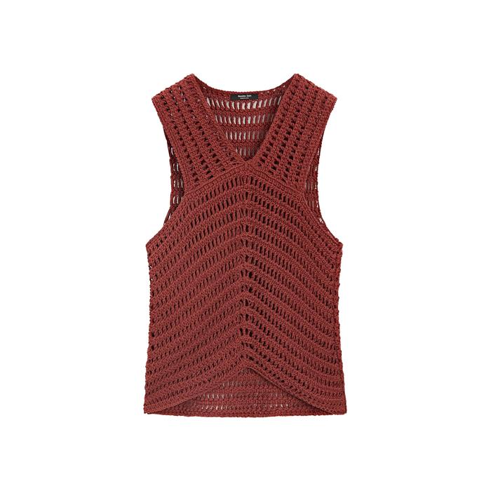 Openwork Crochet Knit Top цвет: Цвет черепицы