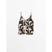 Fluid strappy top with animal print цвет: Шоколадный